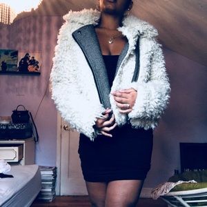 Free People Vegan Sherpa Motorcycle Jacket